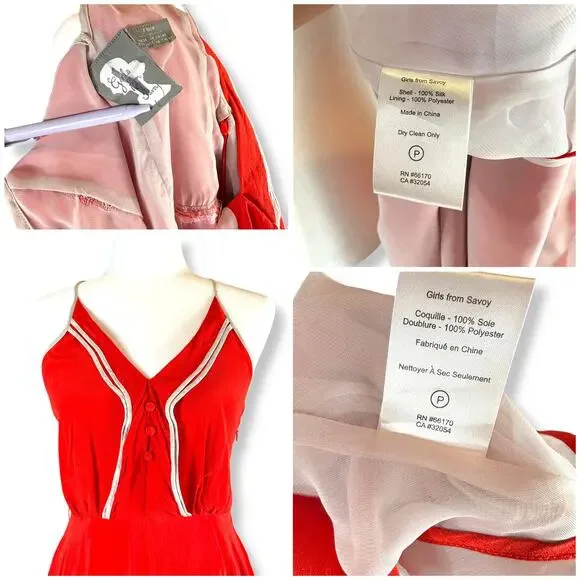 Girls From Savoy Anthro Misty Red Silk Pinup Twee Mini Dress ASO Sailor Cherry 4 - Picture 10 of 10